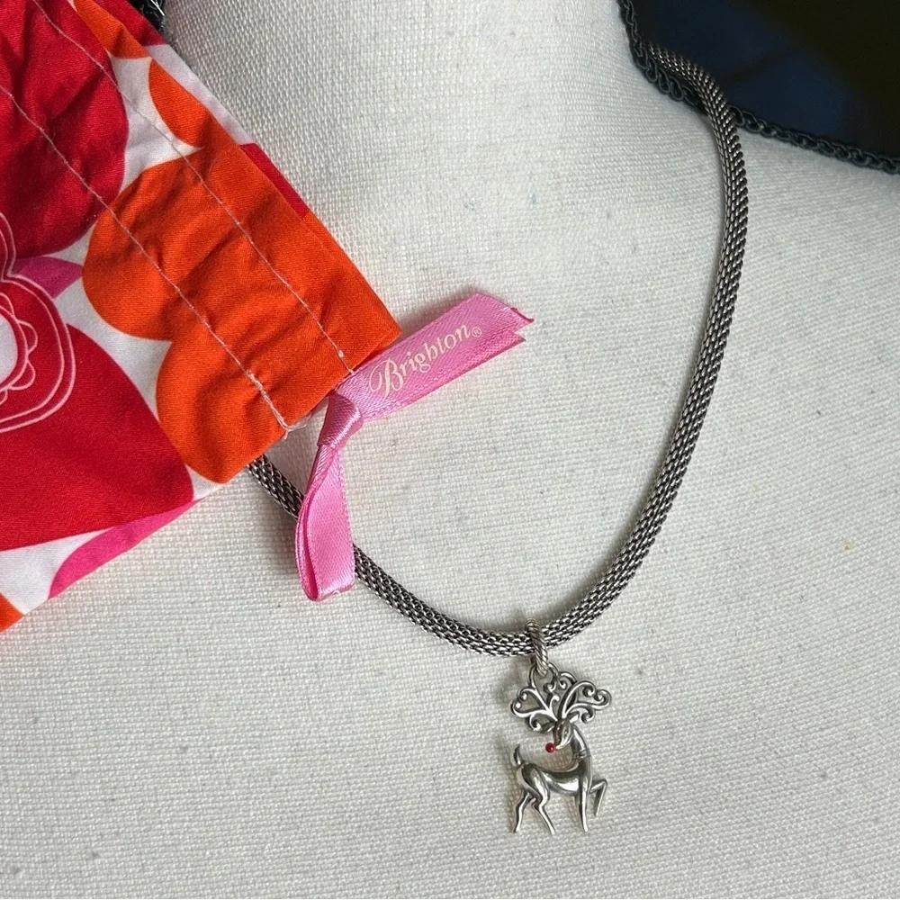 Brighton Beverly Glam Necklace & Reindeer Charm Silver Plated & Cloth Bag - Picture 2 of 13